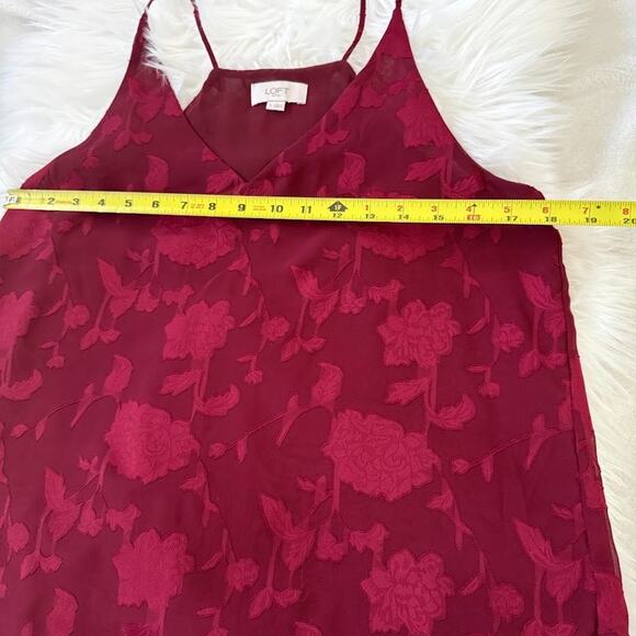 Loft Womens‎ Lined V-Neck Downtown Cami in Flowers Size Small Burgundy - Picture 6 of 10